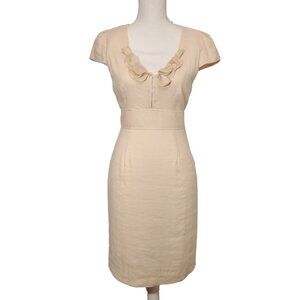 Rebecca Taylor Essential Linen Dress Bridal Milkmaid Cottage Coquette Midi